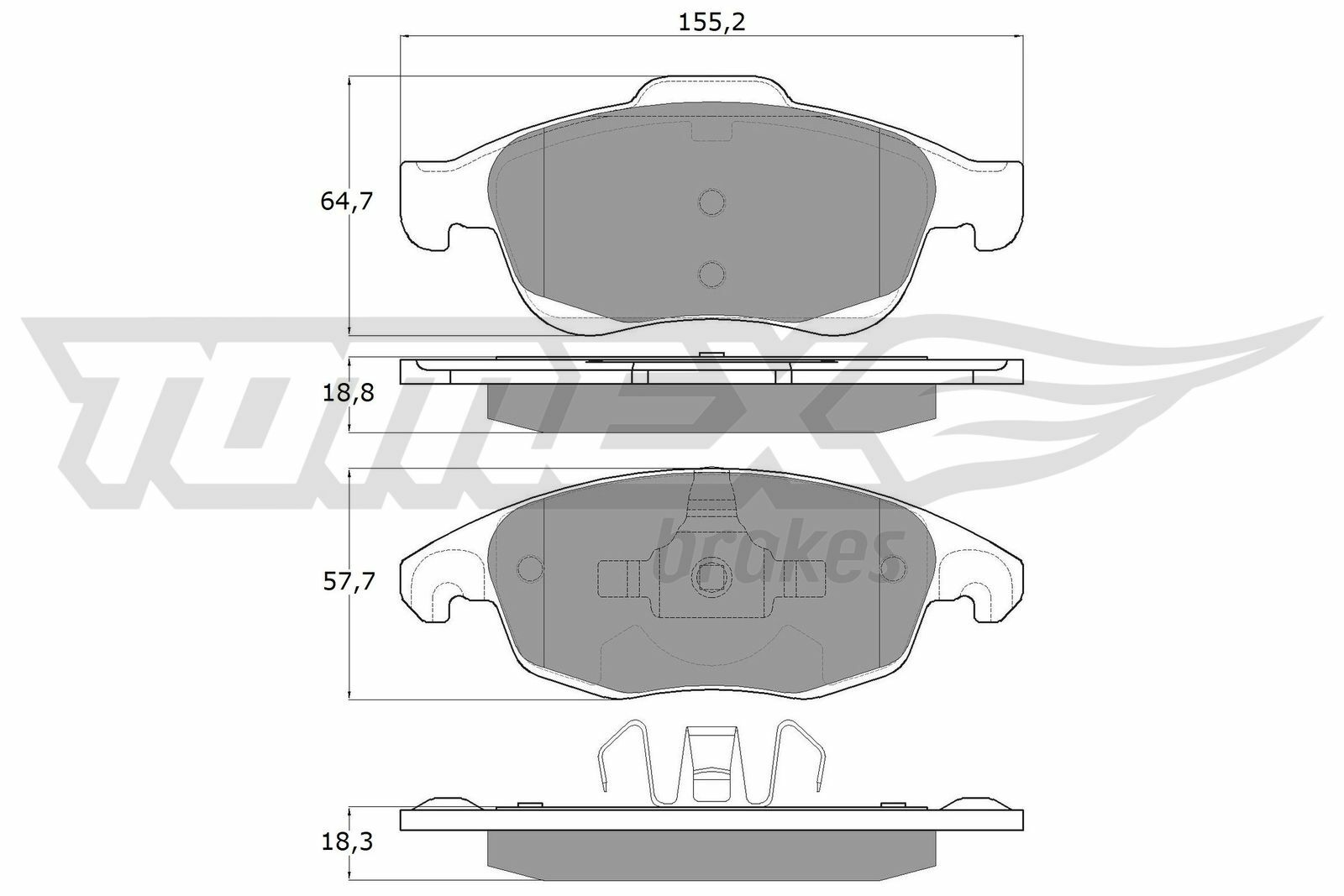 Sada brzdových destiček, kotoučová brzda TOMEX Brakes